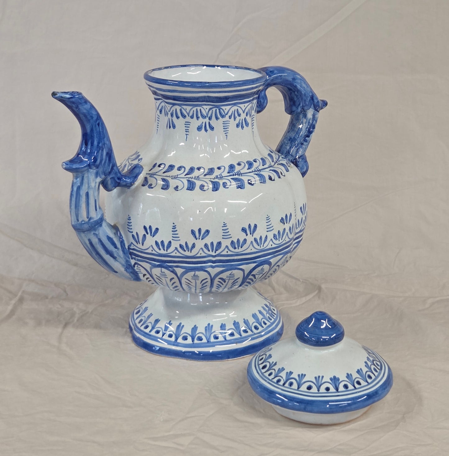Vintage Spanish Talavera Blue and White 16 Piece Coffee Set