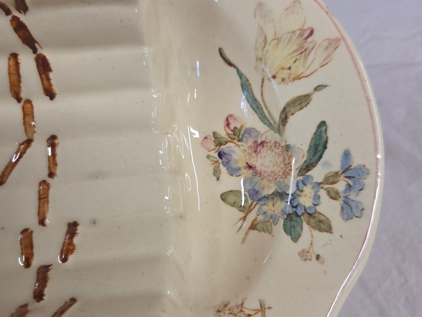 Antique Circa 1900 French Longchamp Majolica Asparagus Serving Platter