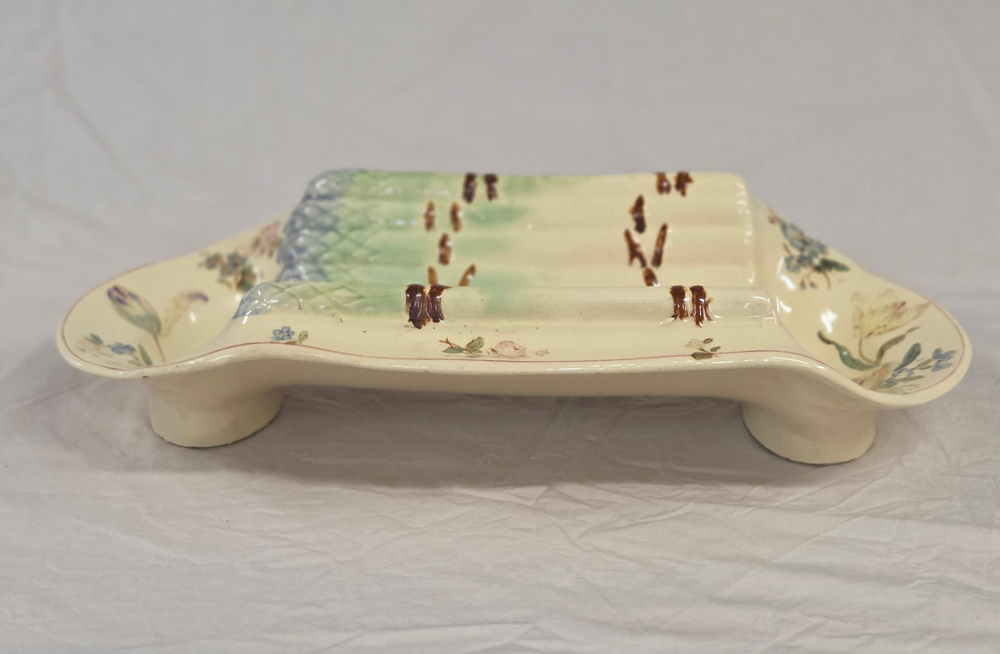 Antique Circa 1900 French Longchamp Majolica Asparagus Serving Platter