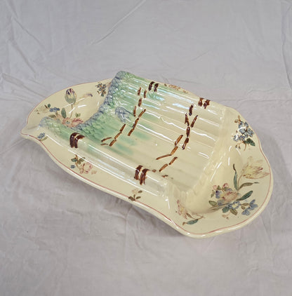 Antique Circa 1900 French Longchamp Majolica Asparagus Serving Platter