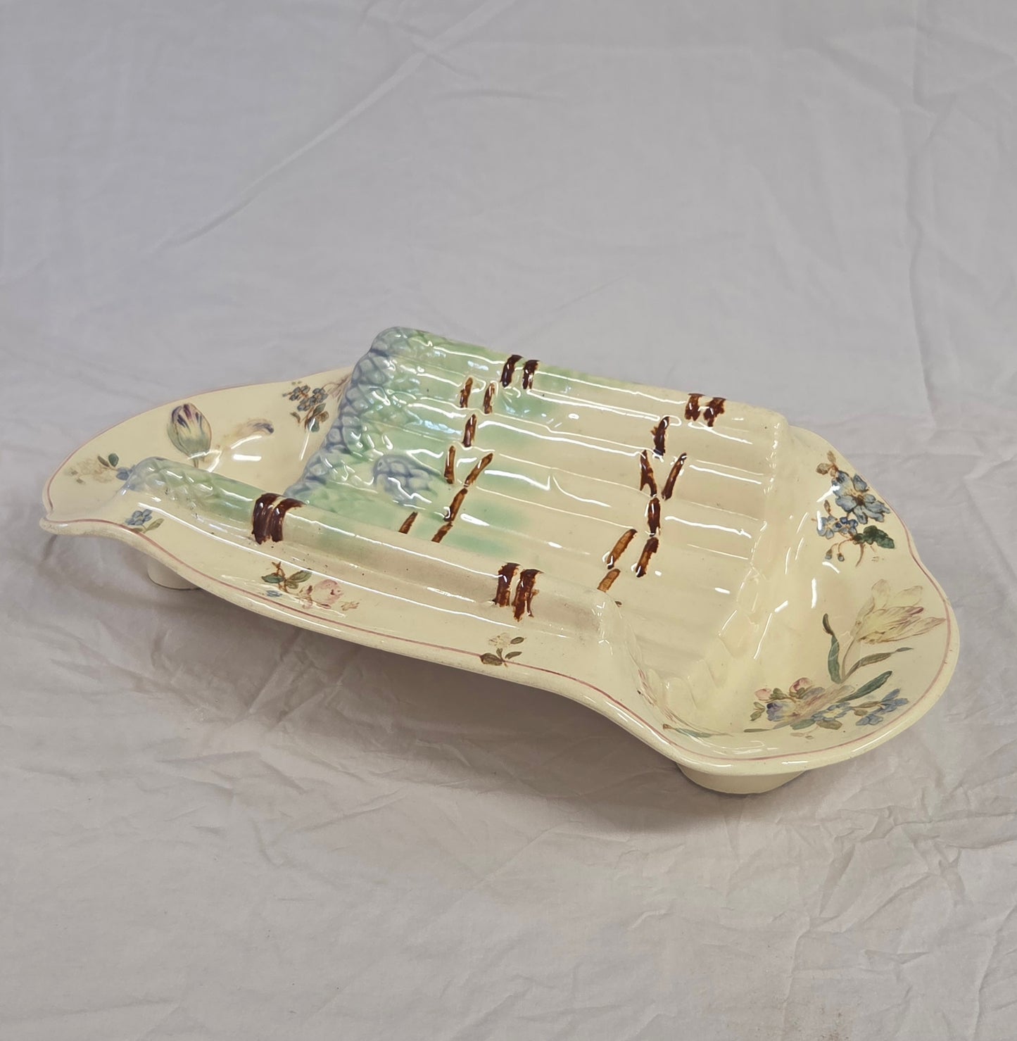 Antique Circa 1900 French Longchamp Majolica Asparagus Serving Platter