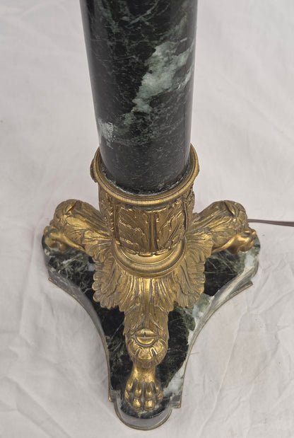 Vintage Pair French Empire Neoclassical Style Marble and Gilt Bronze Table Lamps