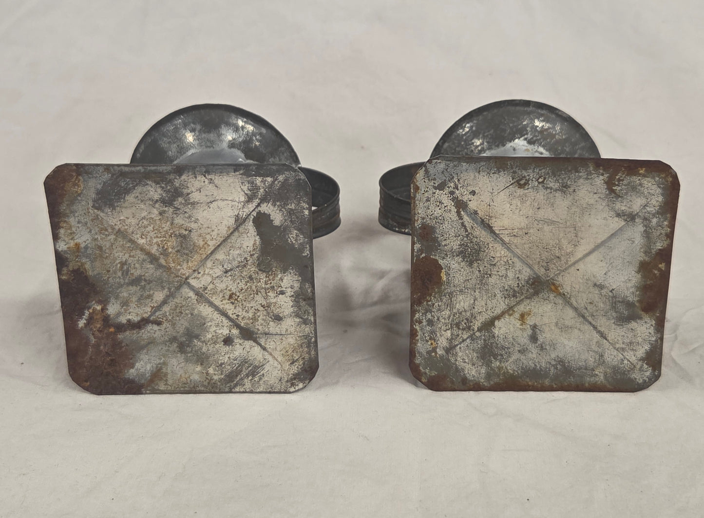 Vintage Mexican Tin Rustic Candlesticks - a pair