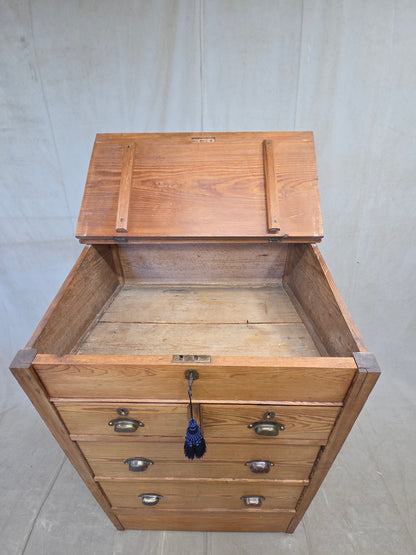 Antique Circa 1900 English Pine Schoolmaster's Standing Desk with Storage