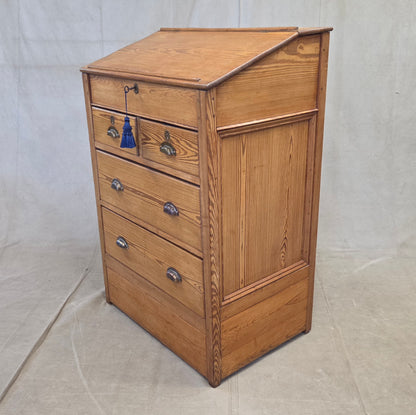 Antique Circa 1900 English Pine Schoolmaster's Standing Desk with Storage