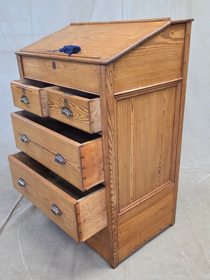 Antique Circa 1900 English Pine Schoolmaster's Standing Desk with Storage
