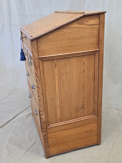 Antique Circa 1900 English Pine Schoolmaster's Standing Desk with Storage