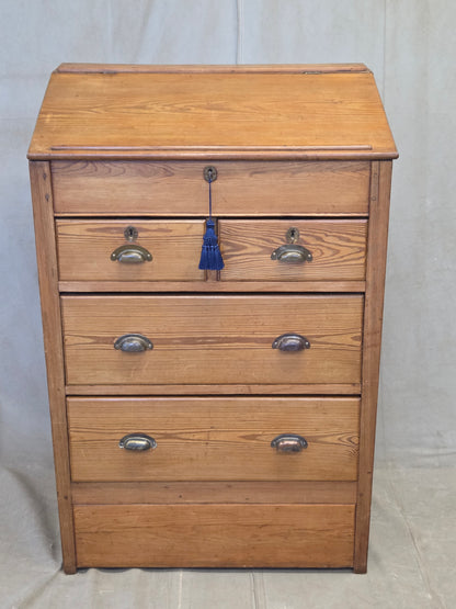 Antique Circa 1900 English Pine Schoolmaster's Standing Desk with Storage