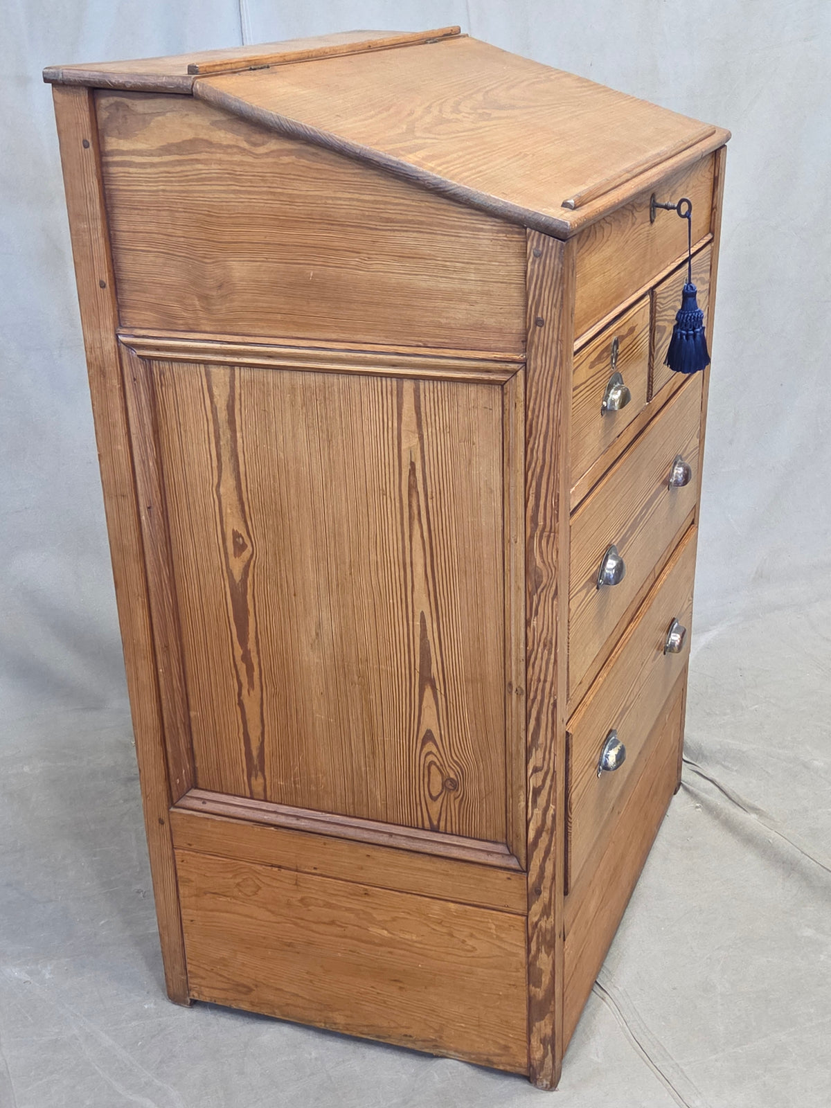 Antique Circa 1900 English Pine Schoolmaster's Standing Desk with Storage