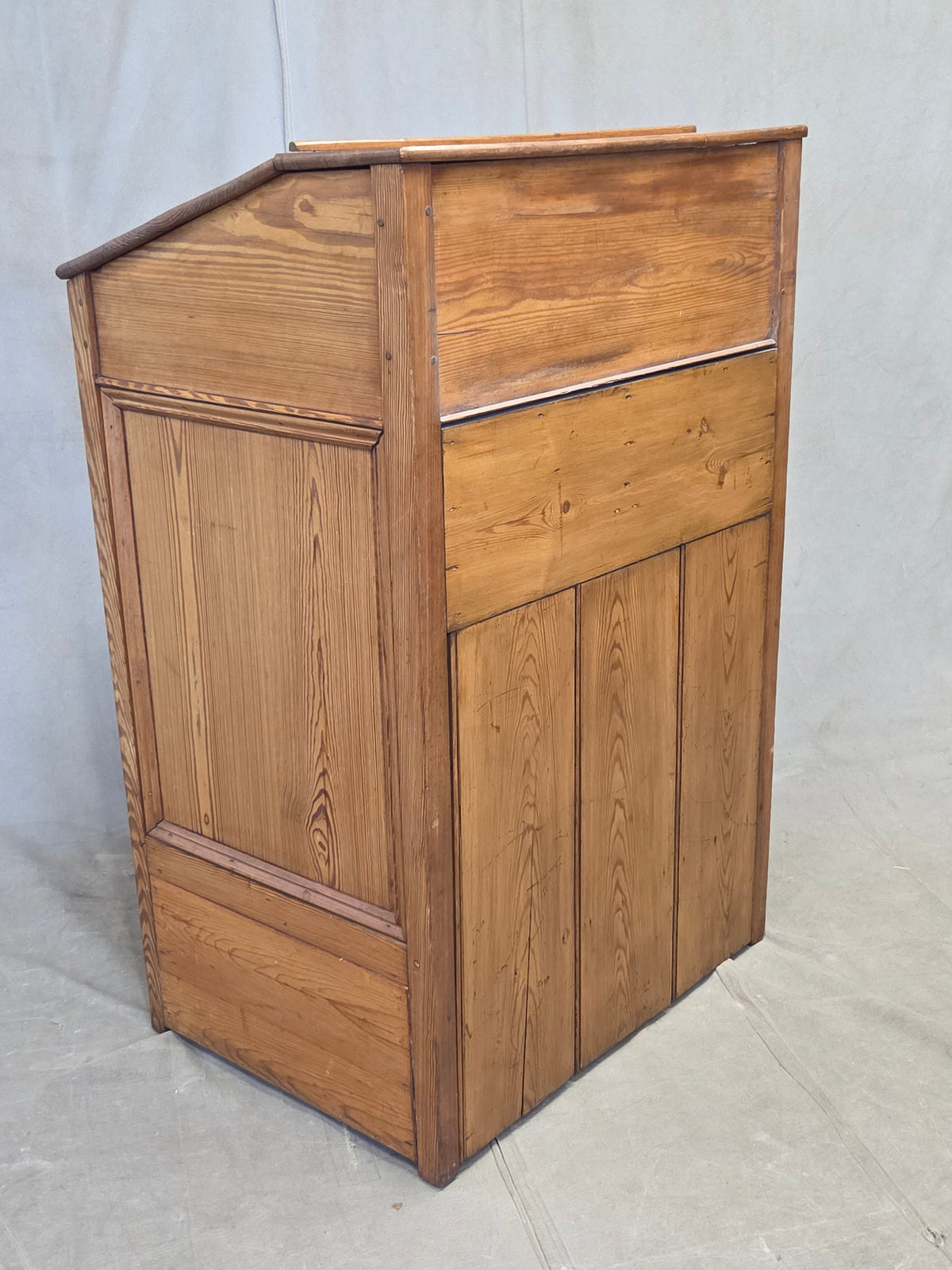 Antique Circa 1900 English Pine Schoolmaster's Standing Desk with Storage