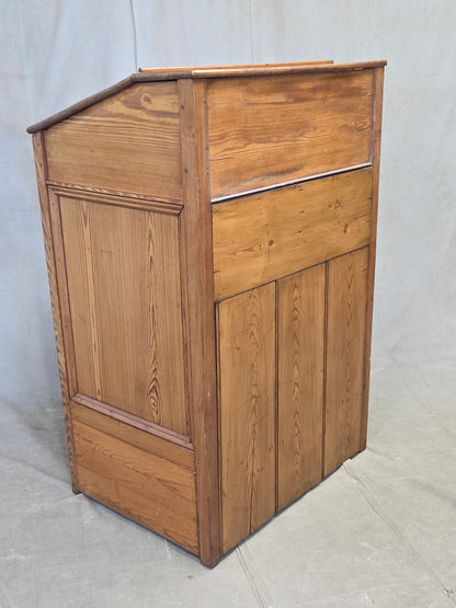 Antique Circa 1900 English Pine Schoolmaster's Standing Desk with Storage