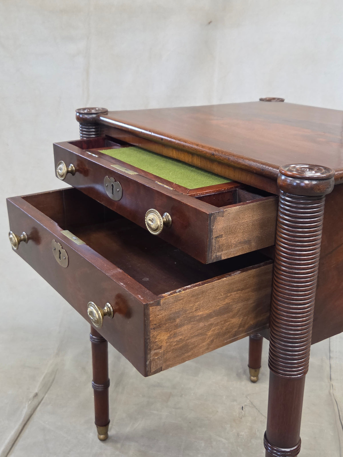Antique Mahogany Federal Style Nightstands with Interior Slant Desk - a Pair
