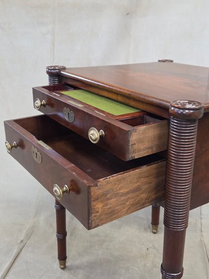 Antique Mahogany Federal Style Nightstands with Interior Slant Desk - a Pair