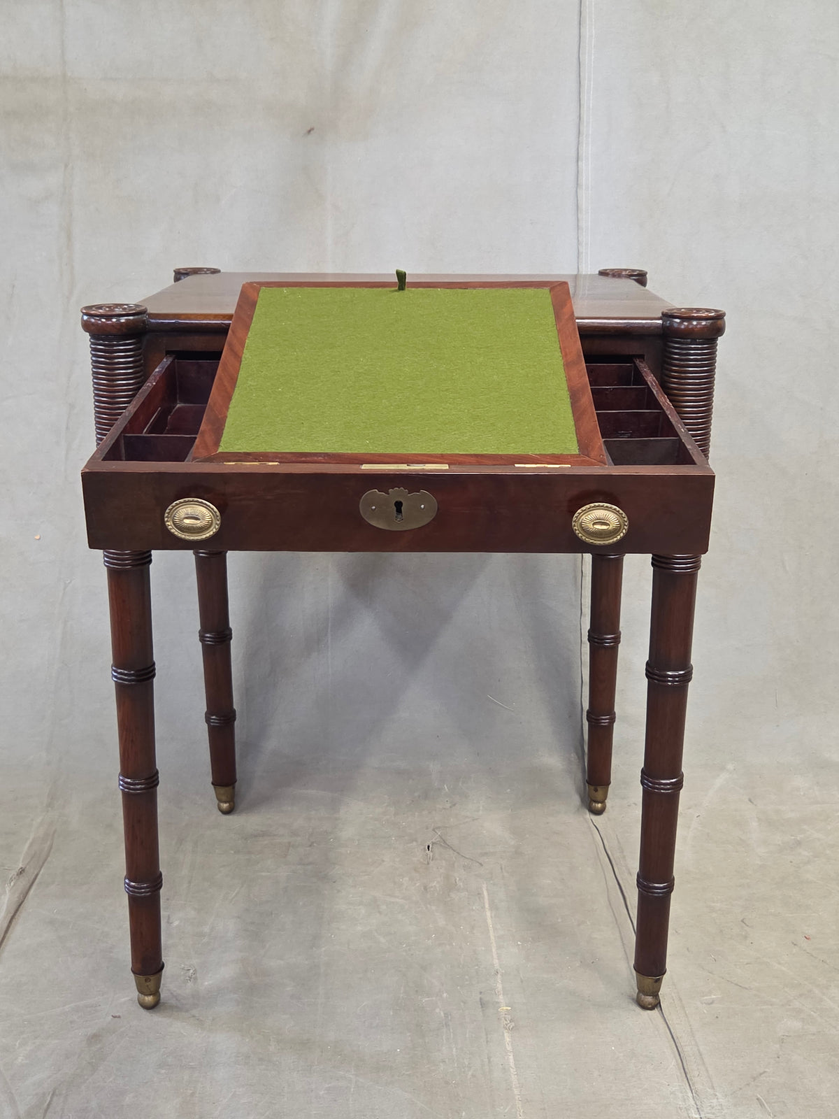 Antique Mahogany Federal Style Nightstands with Interior Slant Desk - a Pair