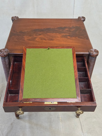Antique Mahogany Federal Style Nightstands with Interior Slant Desk - a Pair