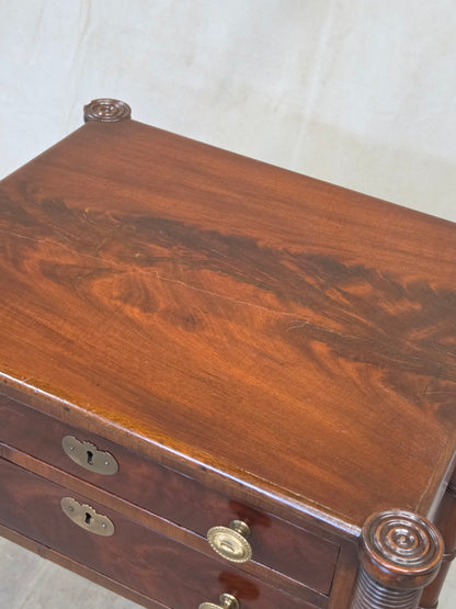 Antique Mahogany Federal Style Nightstands with Interior Slant Desk - a Pair