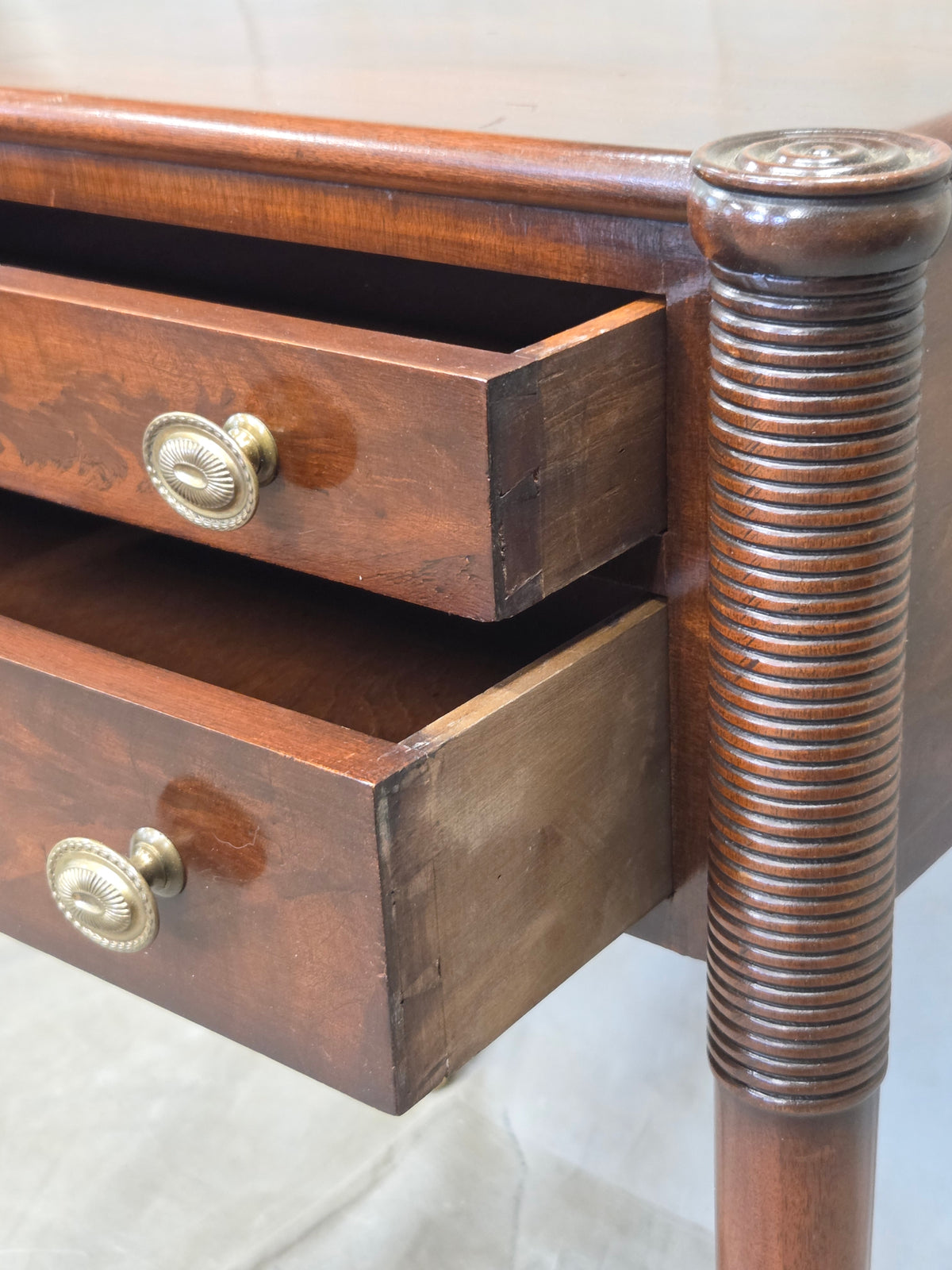 Antique Mahogany Federal Style Nightstands with Interior Slant Desk - a Pair