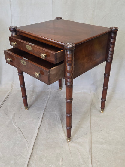 Antique Mahogany Federal Style Nightstands with Interior Slant Desk - a Pair
