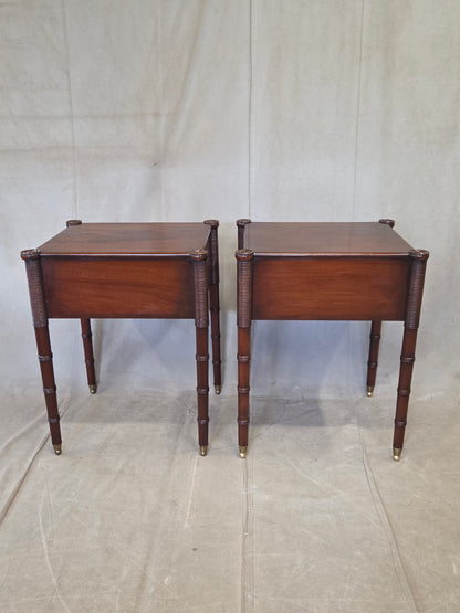 Antique Mahogany Federal Style Nightstands with Interior Slant Desk - a Pair