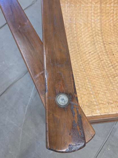 Vintage Dutch Colonial Art Deco Teak and Caned Plantation Chair