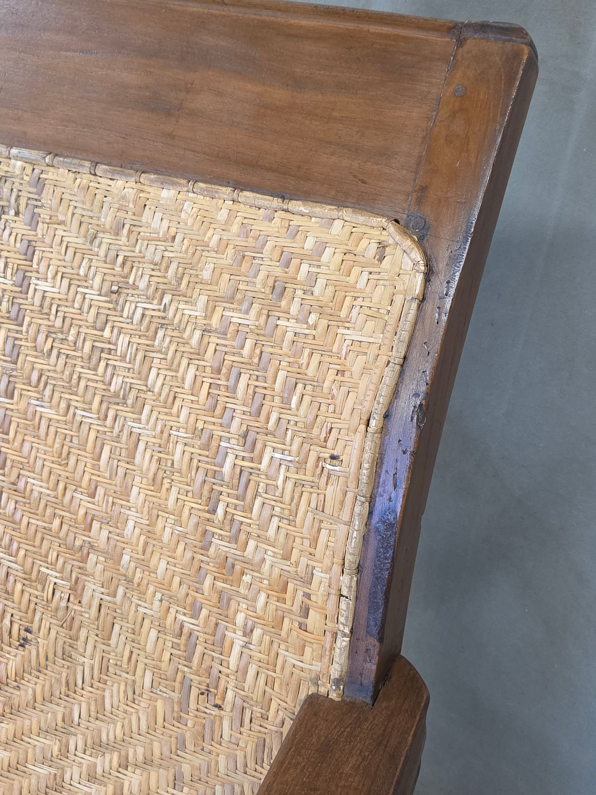Vintage Dutch Colonial Art Deco Teak and Caned Plantation Chair