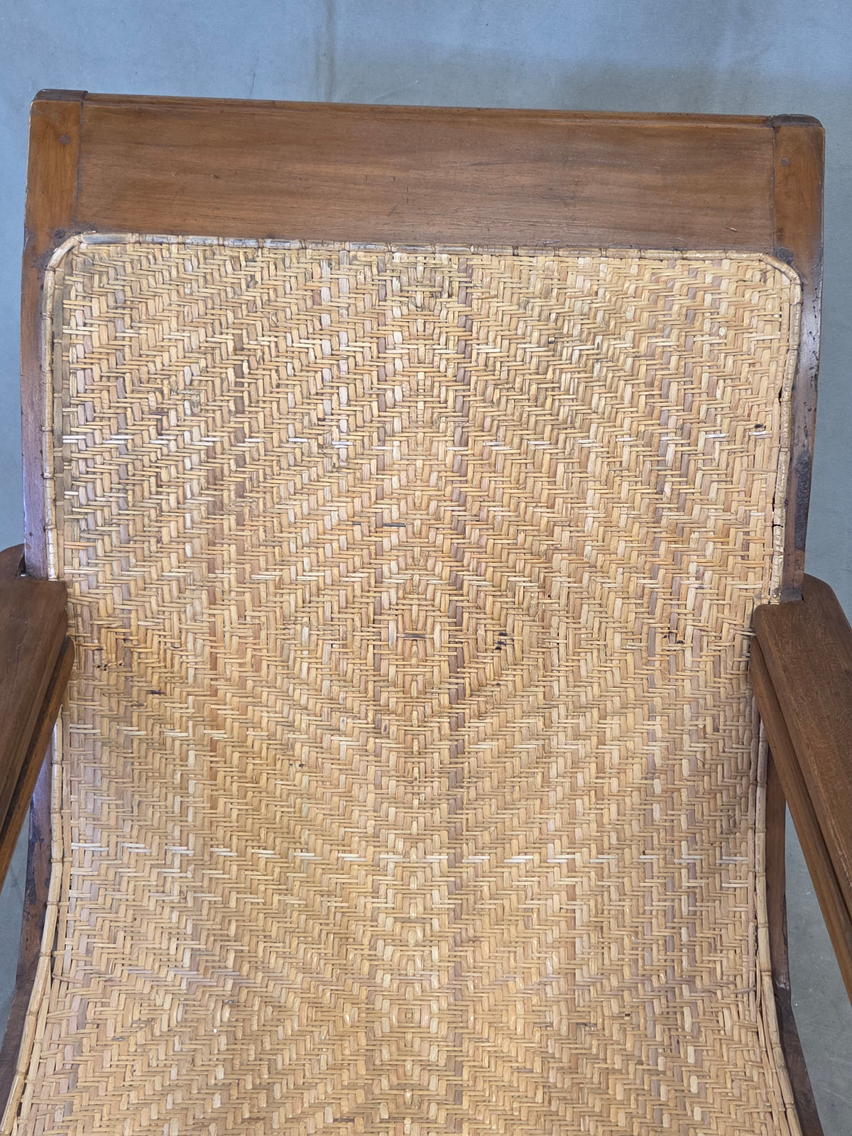 Vintage Dutch Colonial Art Deco Teak and Caned Plantation Chair