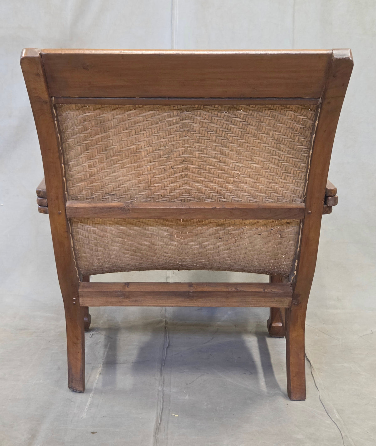 Vintage Dutch Colonial Art Deco Teak and Caned Plantation Chair