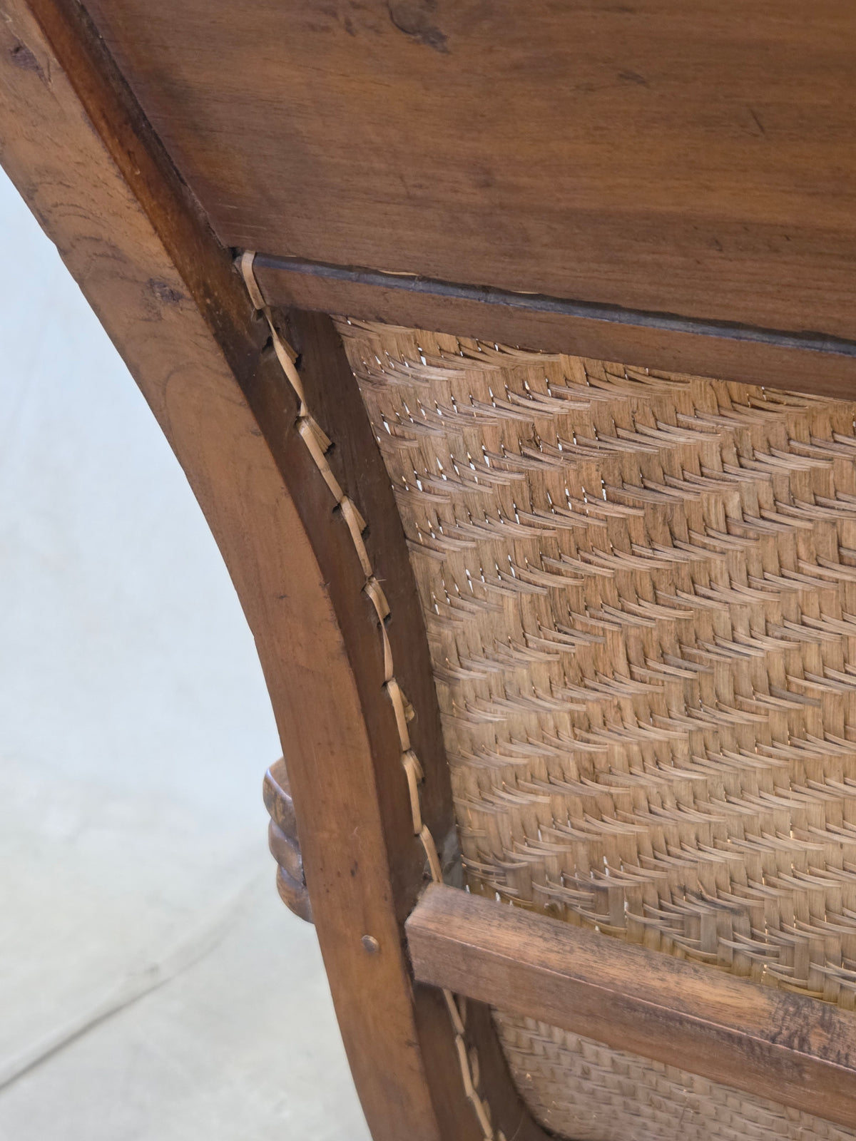 Vintage Dutch Colonial Art Deco Teak and Caned Plantation Chair