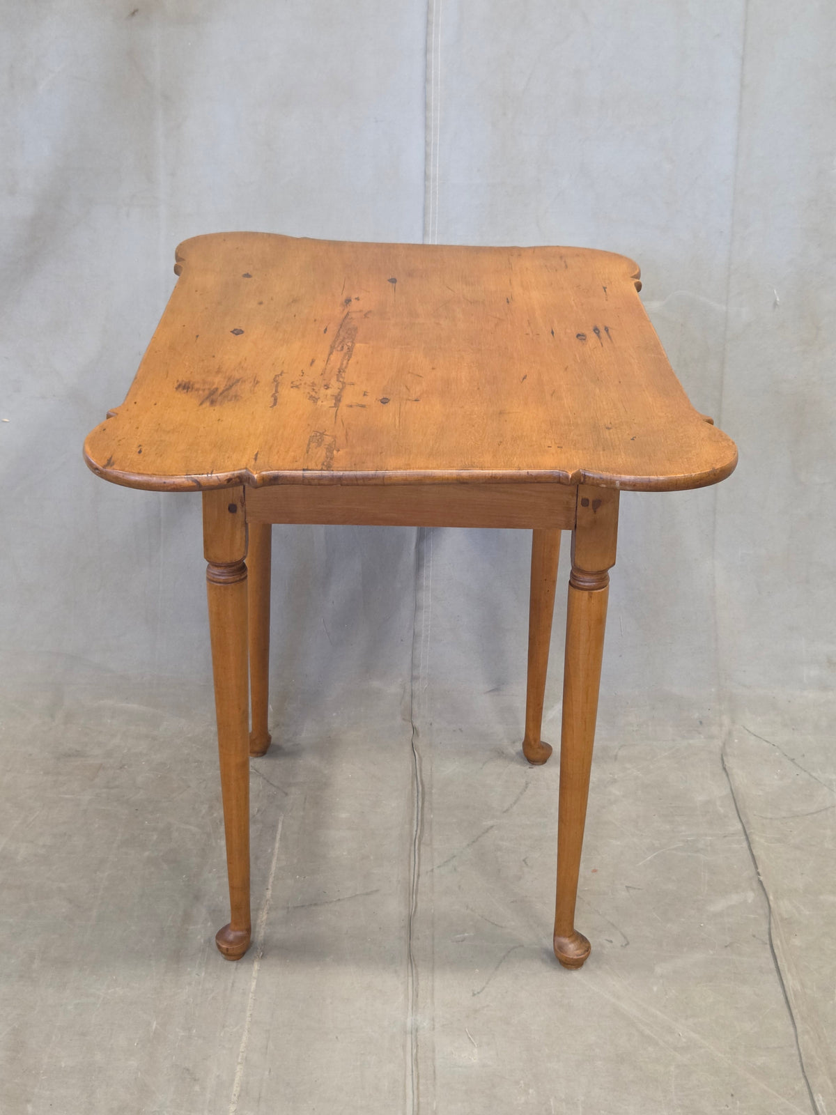 Antique 18th Century Queen Anne Porringer-Top Maple Tea Table