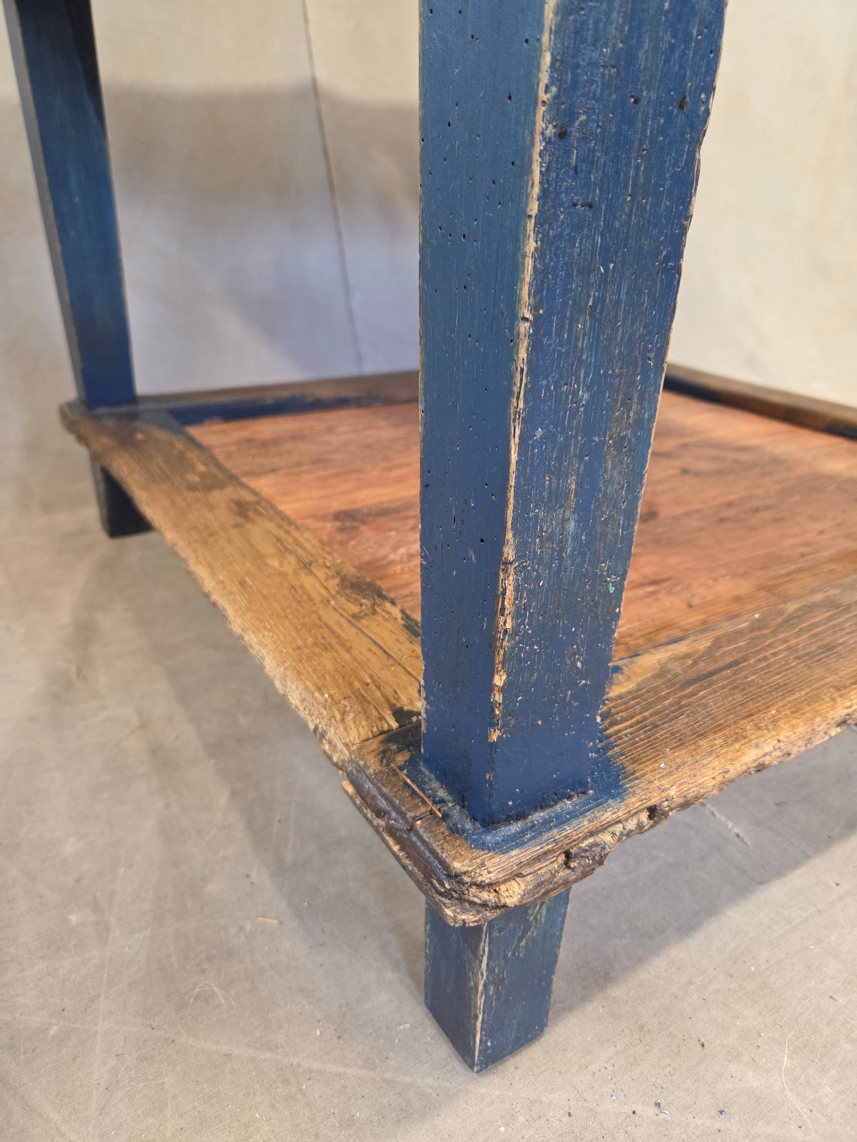 Antique 18th Century European Rustic Painted Pine Baker's Table