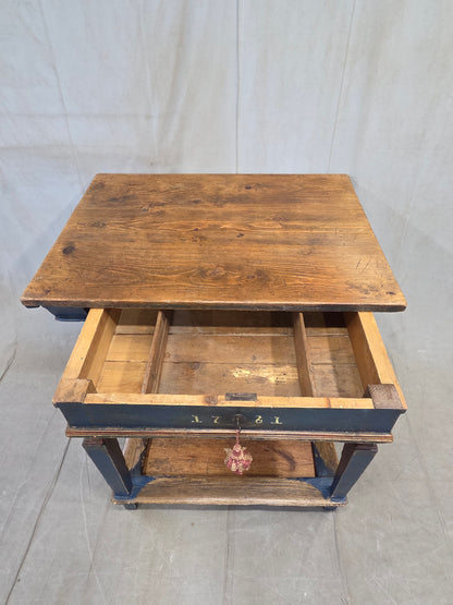 Antique 18th Century European Rustic Painted Pine Baker's Table