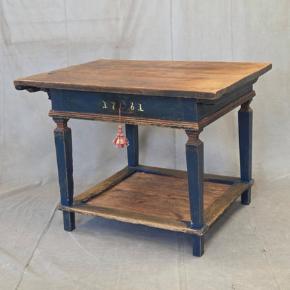 Antique 18th Century European Rustic Painted Pine Baker's Table