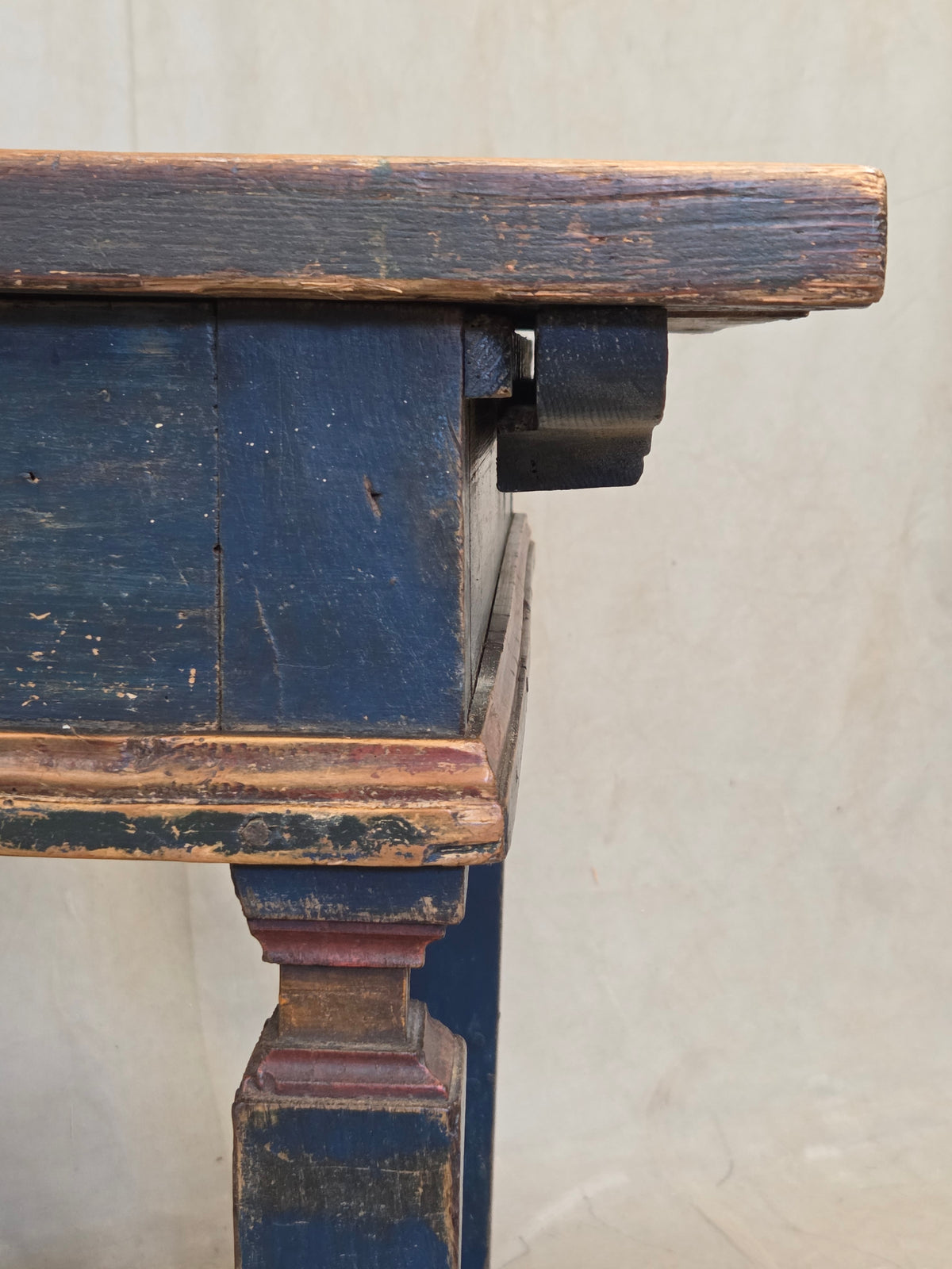 Antique 18th Century European Rustic Painted Pine Baker's Table