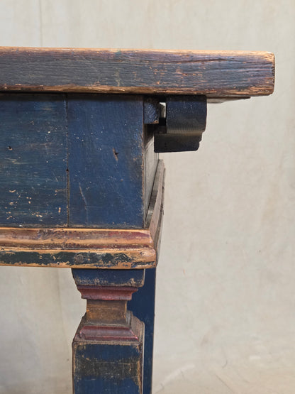 Antique 18th Century European Rustic Painted Pine Baker's Table