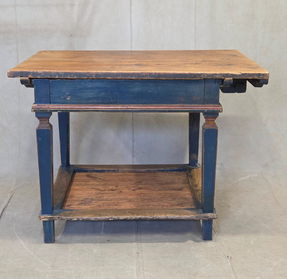 Antique 18th Century European Rustic Painted Pine Baker's Table