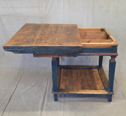 Antique 18th Century European Rustic Painted Pine Baker's Table