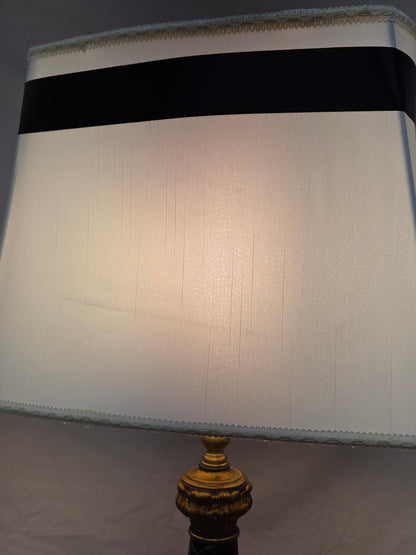 Vintage Pair French Empire Neoclassical Style Marble and Gilt Bronze Table Lamps