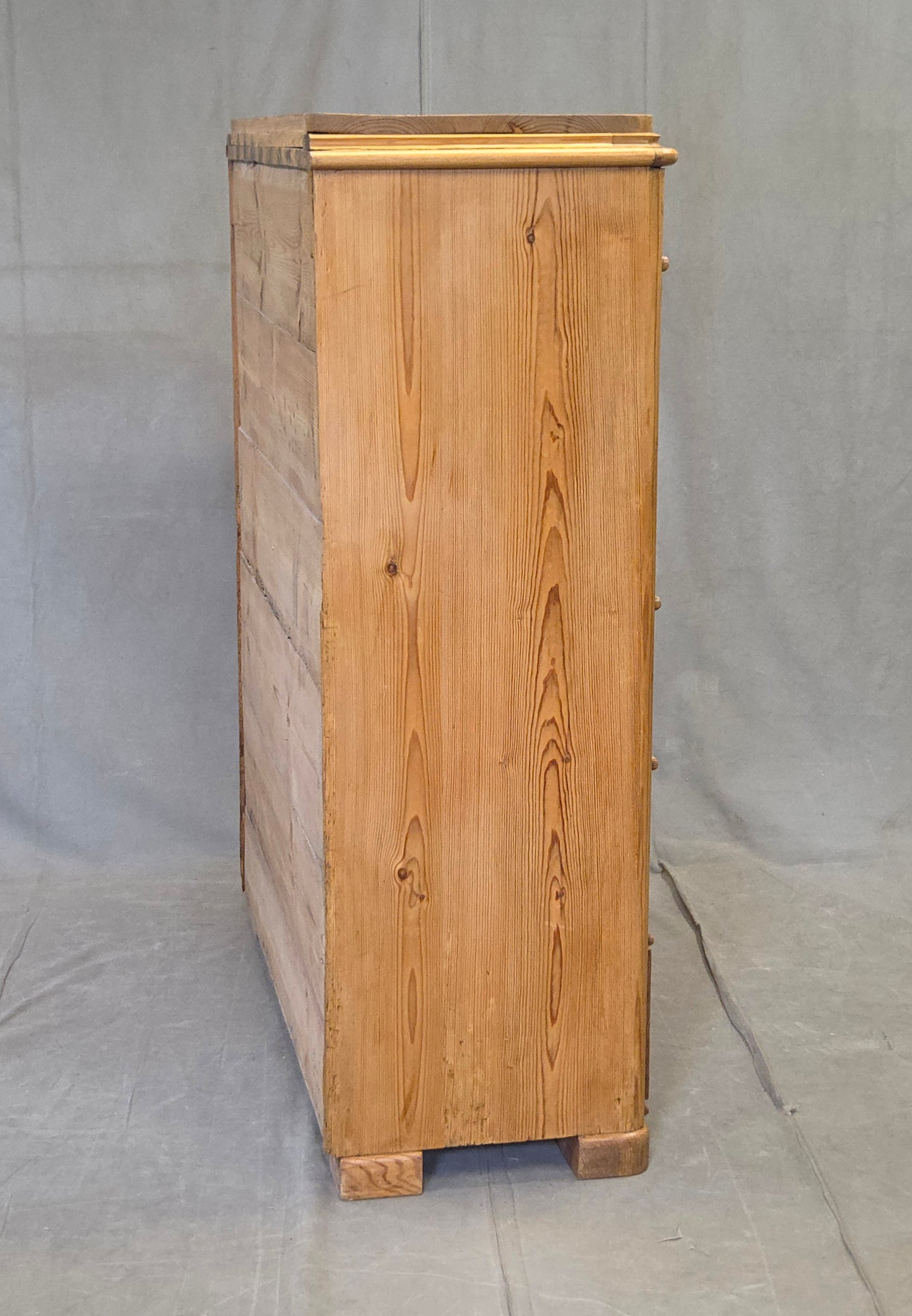 Antique Swedish Biedermeier Natural Pine Drop Front Desk with Drawers and Keys