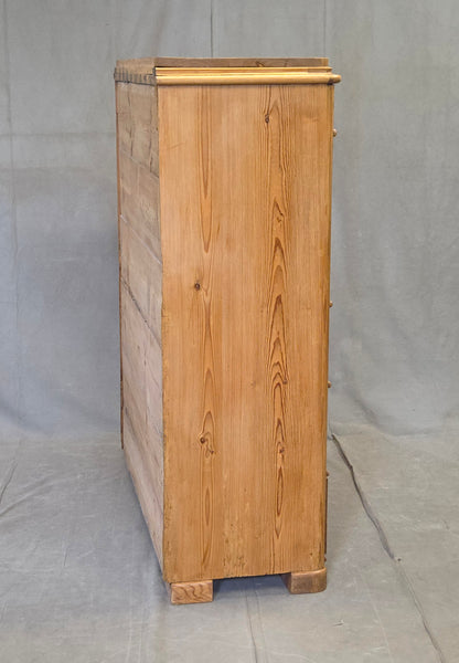 Antique Swedish Biedermeier Natural Pine Drop Front Desk with Drawers and Keys