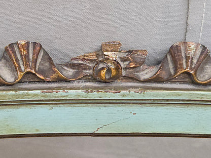 Antique French Floral Painted Mahogany Dresser with Matching Mirror