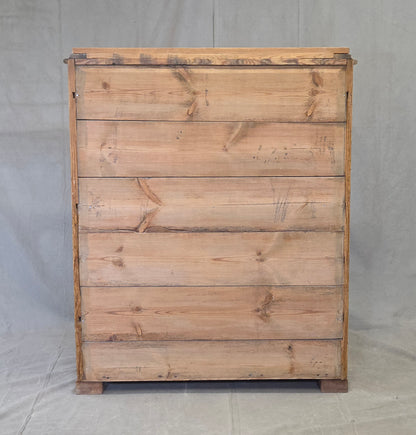 Antique Swedish Biedermeier Natural Pine Drop Front Desk with Drawers and Keys