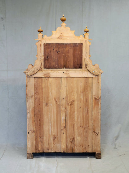 Antique Circa 1880 Swedish Pine Sideboard Buffet With Original Mirror