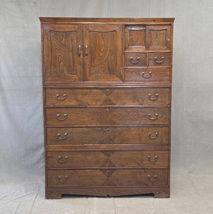 Antique 1920s Japanese Three Piece Elm and Kiri Wood Isho Tansu Chest
