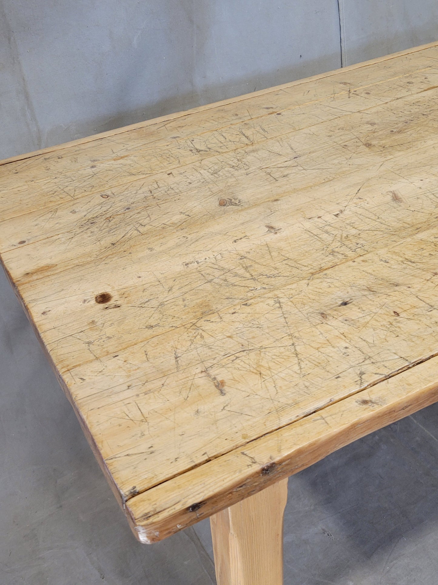 Antique Circa 1900 French Light / Bleached Pine Rustic Worktable Dining Table