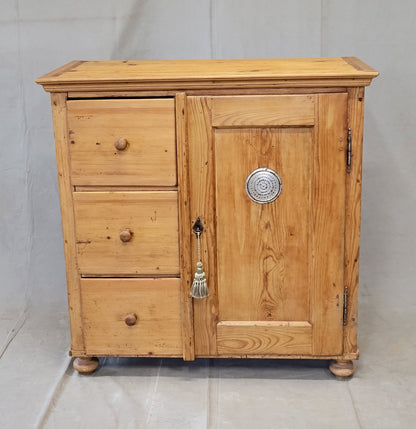Antique German Pine Locking Pie or Larder Cabinet