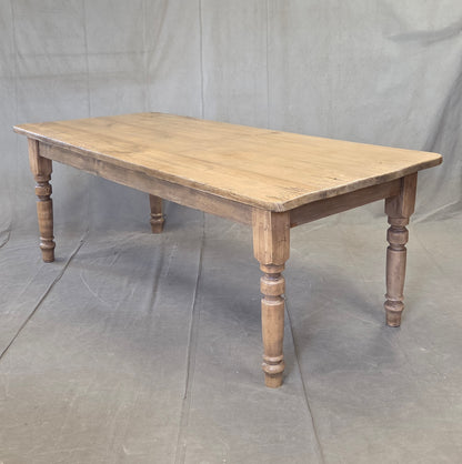 Antique 1920s English Weathered Pine Farmhouse 7' Long Kitchen or Dining Table