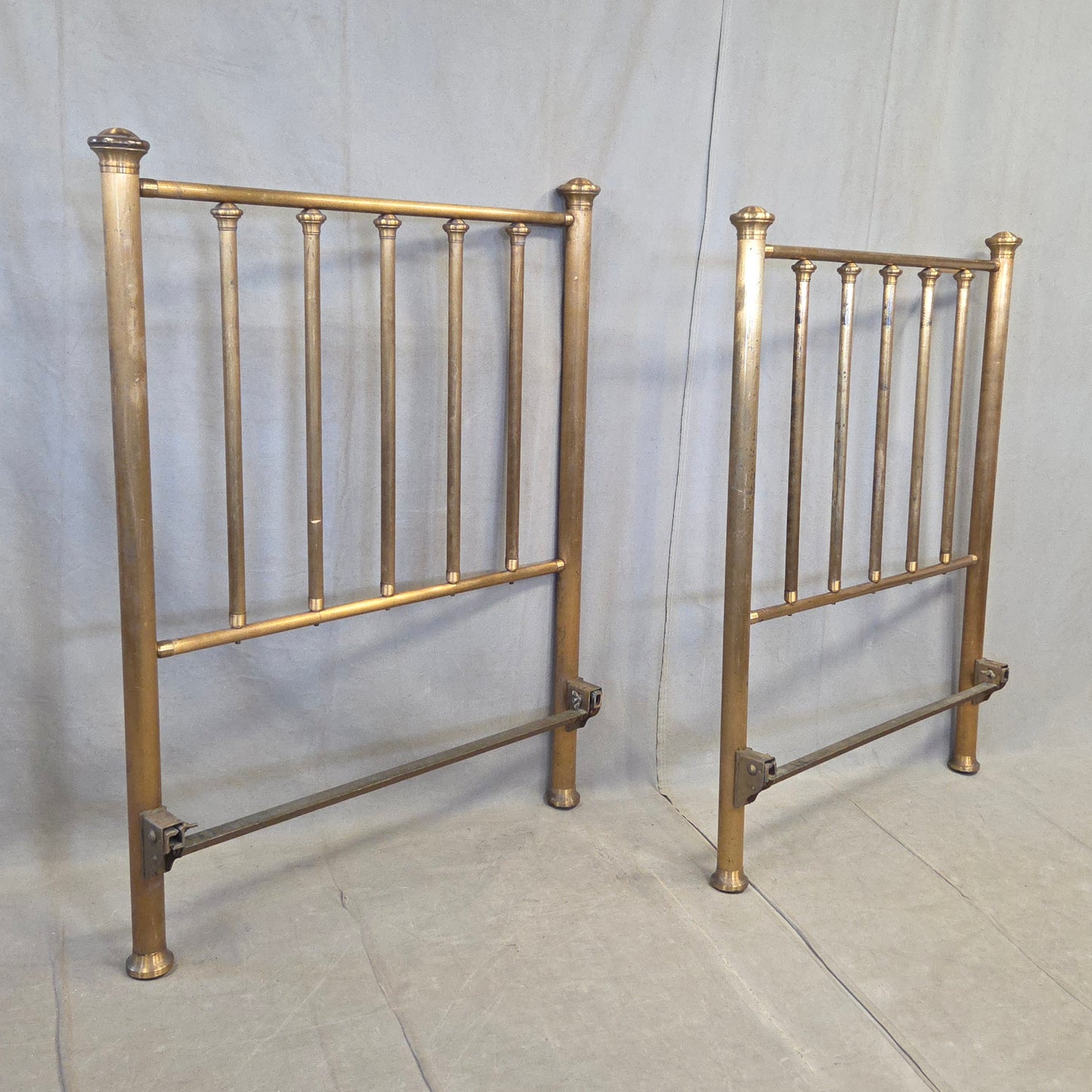 Antique Brass Twin Bed Headboards - A Pair