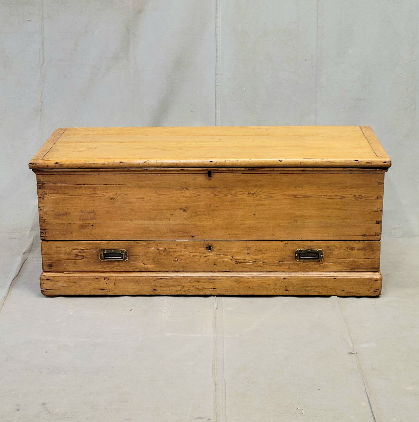 Antique English Pine Blanket Chest With Drawer