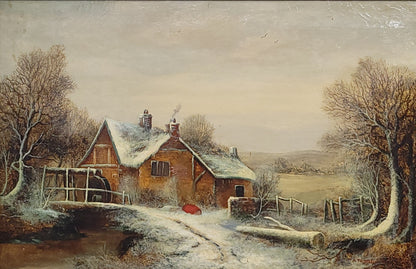 Old Mill Near Hergarmney by M. Thompson 1837, signed, oil on canvas painting