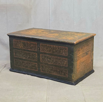 Antique European (German or Czechia) Pine Blanket Chest With Original Paint
